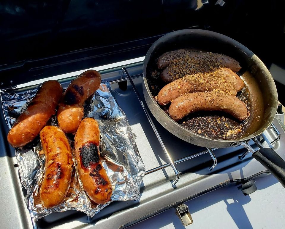 Sausages cooking